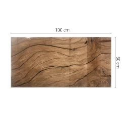Dessus de table en verre trempé Wallfluent 100x50 cm Motif bois