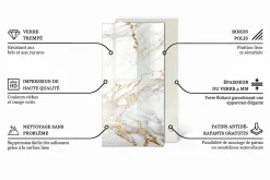 Dessus de table en verre trempé Wallfluent 100x50 cm Motif bois