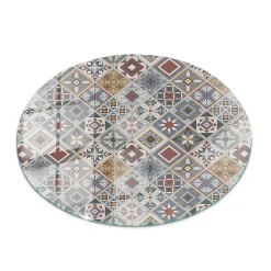 Dessus de table en verre trempé Wallfluent fi70 cm Motif mosaïque avec ornements