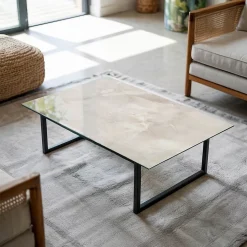 Dessus de table en verre trempé Wallfluent 100x70 cm Motif texturé de marbre