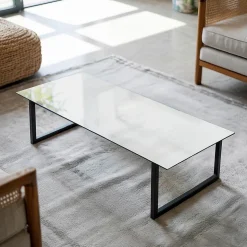 Dessus de table en verre trempé Wallfluent 125x50 cm Couleur blanche lisse