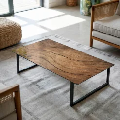 Dessus de table en verre trempé Wallfluent 120x60 cm Motif bois