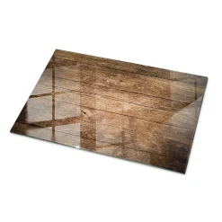 Dessus de table en verre trempé Wallfluent 100x70 cm Structure de planches en bois