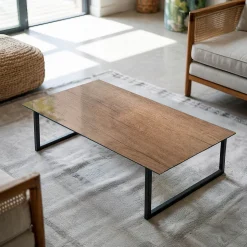 Dessus de table en verre trempé Wallfluent 140x70 cm Motif naturel du bois