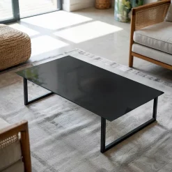 Dessus de table en verre trempé Wallfluent 140x70 cm Couleur noire lisse