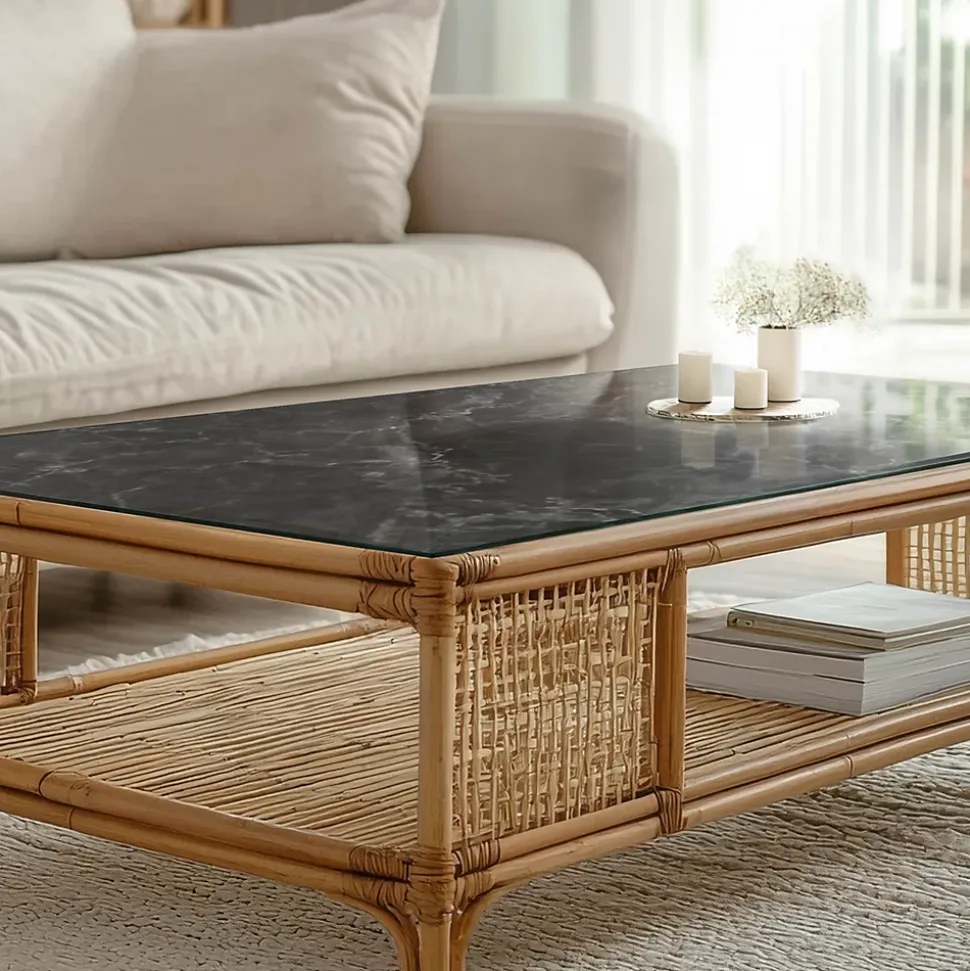 Dessus de table en verre trempé Wallfluent 120x60 cm Motif de marbre veiné