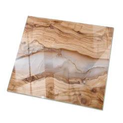Dessus de table en verre trempé Wallfluent 50x50 cm Bois naturel avec résine