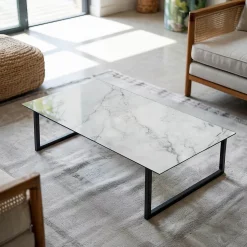 Dessus de table en verre trempé Wallfluent 140x70 cm Motif de surface en marbre