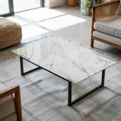 Dessus de table en verre trempé Wallfluent 120x80 cm Motif de surface en marbre