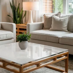 Dessus de table en verre trempé Wallfluent 50x50 cm Couleur blanche lisse
