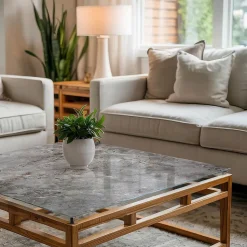 Dessus de table en verre trempé Wallfluent 50x50 cm Motif naturel de marbre