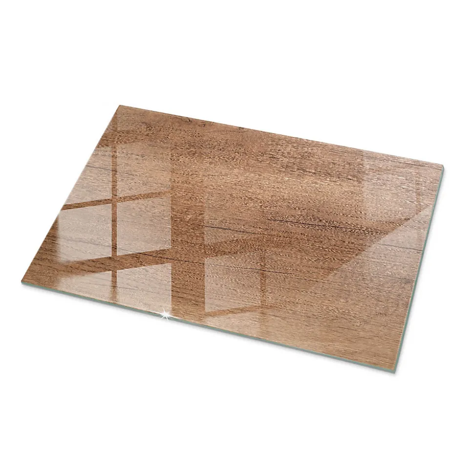 Dessus de table en verre trempé Wallfluent 100x70 cm Motif naturel du bois