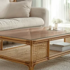 Dessus de table en verre trempé Wallfluent 100x70 cm Motif naturel du bois