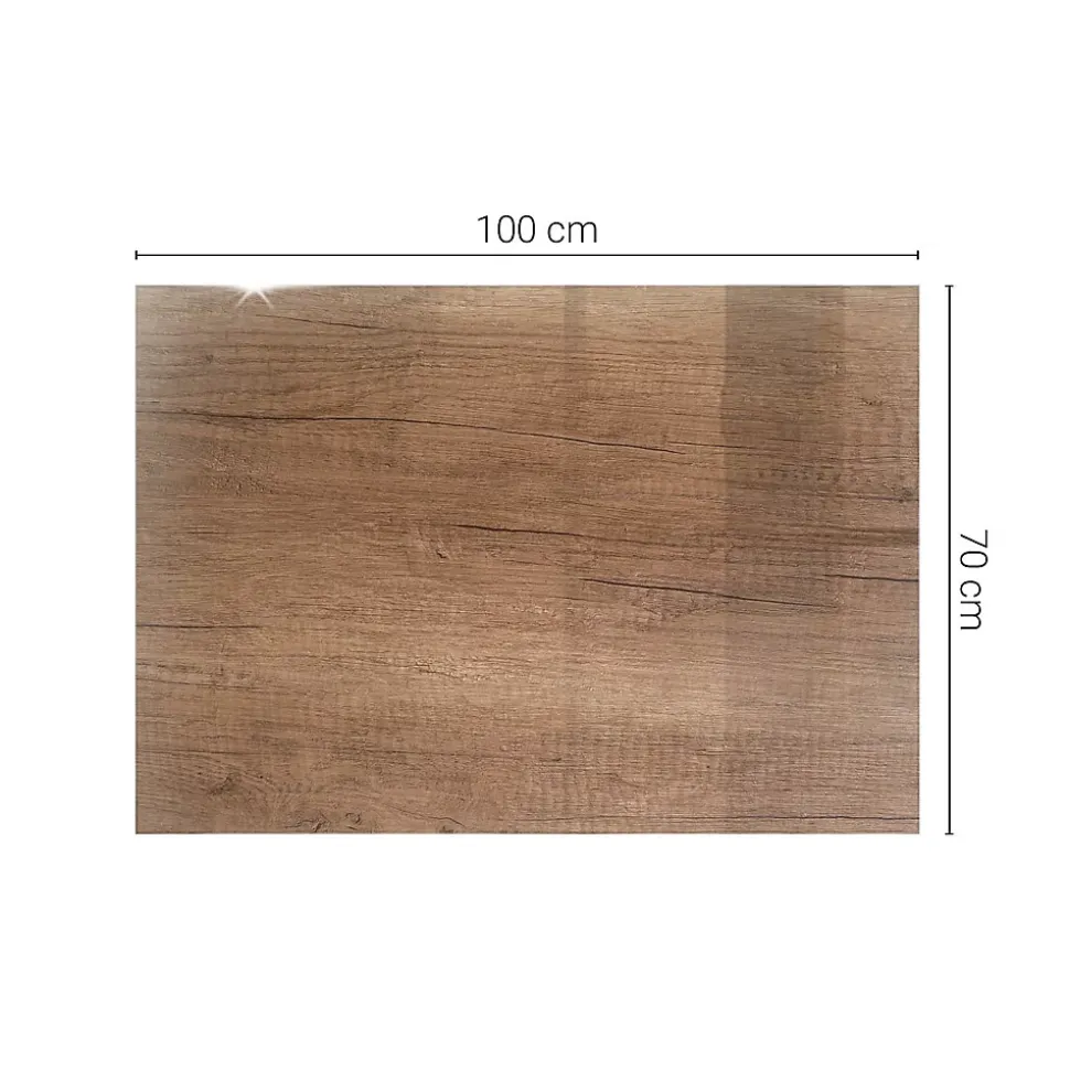 Dessus de table en verre trempé Wallfluent 100x70 cm Motif naturel du bois