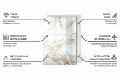 Dessus de table en verre trempé Wallfluent 100x70 cm Motif naturel du bois