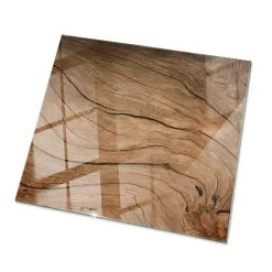 Dessus de table en verre trempé Wallfluent 50x50 cm Motif bois