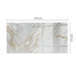 Dessus de table en verre trempé Wallfluent 120x60 cm Marbre élégant avec veines