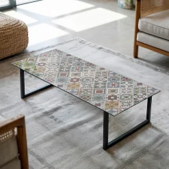 Dessus de table en verre trempé Wallfluent 125x50 cm Motif mosaïque avec ornements