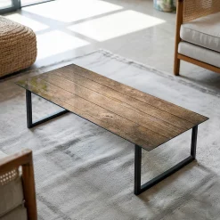 Dessus de table en verre trempé Wallfluent 125x50 cm Structure de planches en bois