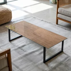 Dessus de table en verre trempé Wallfluent 125x50 cm Motif naturel du bois