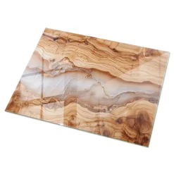 Dessus de table en verre trempé Wallfluent 120x80 cm Bois naturel avec résine