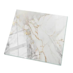 Dessus de table en verre trempé Wallfluent 50x50 cm Marbre élégant avec veines