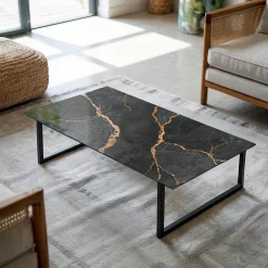 Dessus de table en verre trempé Wallfluent 120x60 cm Motif marbré avec veines