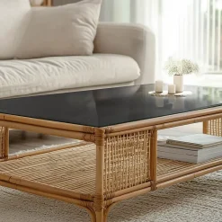 Dessus de table en verre trempé Wallfluent 120x60 cm Couleur noire lisse