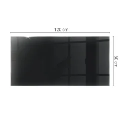 Dessus de table en verre trempé Wallfluent 120x60 cm Couleur noire lisse
