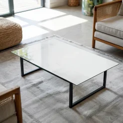 Dessus de table en verre trempé Wallfluent 120x80 cm Couleur blanche lisse