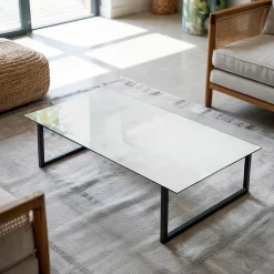 Dessus de table en verre trempé Wallfluent 120x60 cm Couleur blanche lisse