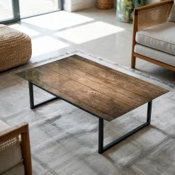 Dessus de table en verre trempé Wallfluent 120x80 cm Structure de planches en bois