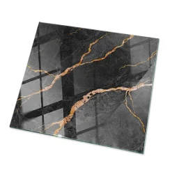 Dessus de table en verre trempé Wallfluent 50x50 cm Motif marbré avec veines