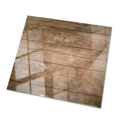 Dessus de table en verre trempé Wallfluent 50x50 cm Structure de planches en bois