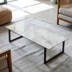 Dessus de table en verre trempé Wallfluent 125x50 cm Motif de surface en marbre