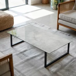Dessus de table en verre trempé Wallfluent 120x60 cm Texture de béton avec fissures