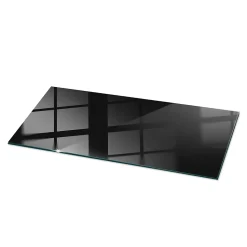 Dessus de table en verre trempé Wallfluent 125x50 cm Couleur noire lisse
