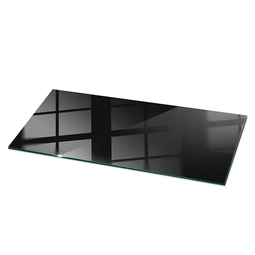 Dessus de table en verre trempé Wallfluent 125x50 cm Couleur noire lisse