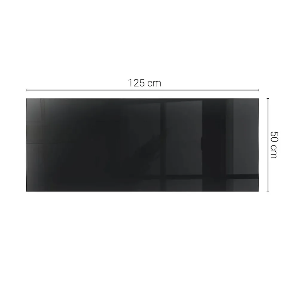 Dessus de table en verre trempé Wallfluent 125x50 cm Couleur noire lisse