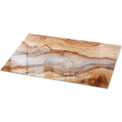 Dessus de table en verre trempé Wallfluent 140x70 cm Bois naturel avec résine