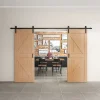 Double porte coulissante intérieure en bois Schulte - 180x215 - chêne - oak - système ouvert noir - softclose