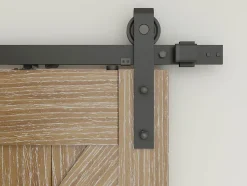 Double porte coulissante intérieure en bois Schulte - 180x215 - chêne - oak - système ouvert noir - softclose