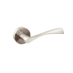 Emuca Jeu de Garniture intérieure de poignée de porte Twist, avec rosace D.50mm, Aluminium, Nickel satiné