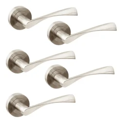 Emuca Lot de 5 poignées twist pour portes intérieures, avec rosace D.50mm, Aluminium, Nickel satiné