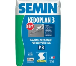 Enduit de Ragréage Autolissant Kedoplan Fibré Semin, Sol Intérieur, sac de 25 kg