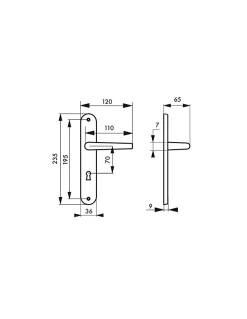 Ensemble de poignées pour porte intérieure Hebe trou de clé, carré 7mm, entr'axes 195mm, laqué blanc - THIRARD