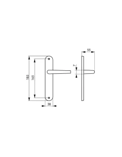 Ensemble de poignées pour porte intérieure Leto sans trou, entr'axes 165mm, argent - SP
