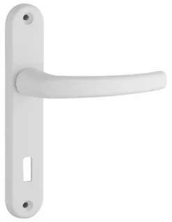 Ensemble de poignées pour porte de chambre Sultane trou de clé, carré 7mm, entr'axes 165mm, blanc - THIRARD