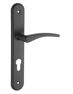 Ensemble de poignées pour porte d'entrée Vesta trou de cylindre, carré 7mm, entr'axes 195mm, noir - THIRARD