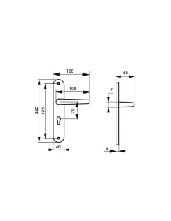 Ensemble de poignées pour porte d'entrée Vesta trou de cylindre, carré 7mm, entr'axes 195mm, nickelé satiné - THIRARD